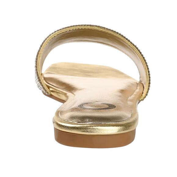 Journee Women's Grayce Rhinestone Flat Sandals Gold Size 6 1/2 - Picture 4 of 5